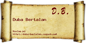 Duba Bertalan névjegykártya